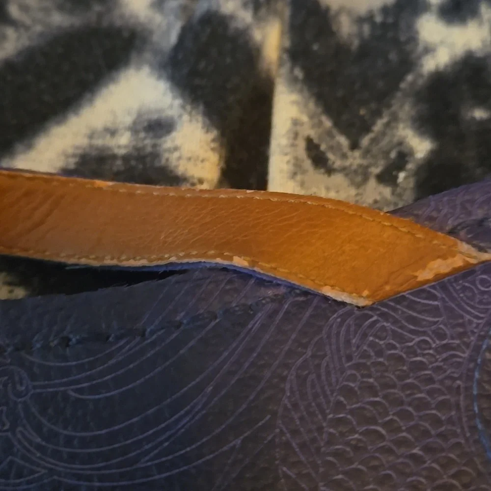 Lucky Brand Deep Blue leather look Flip Flop sandals with silver tone buckle - Picture 7 of 13